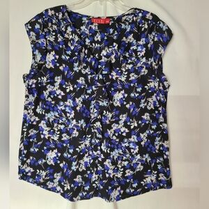 Elle Large Capped Sleeve Ruffly Vneck Top